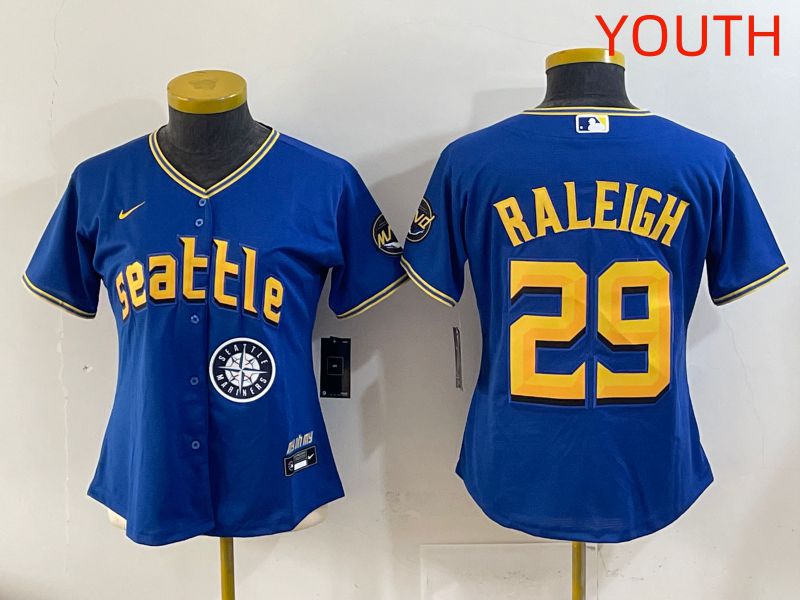 Youth 2025 Seattle Mariners 29 Raleigh Blue City Edition Nike MLB Jersey style 10